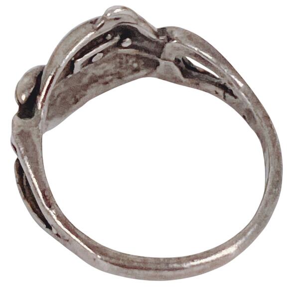 VTG Solid Silver Dolphin Ring 1990s Nautical Ocean Jewelry Sculptural Figural - Picture 6 of 10